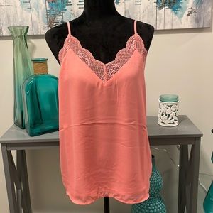 Coral lacy neck camisole
